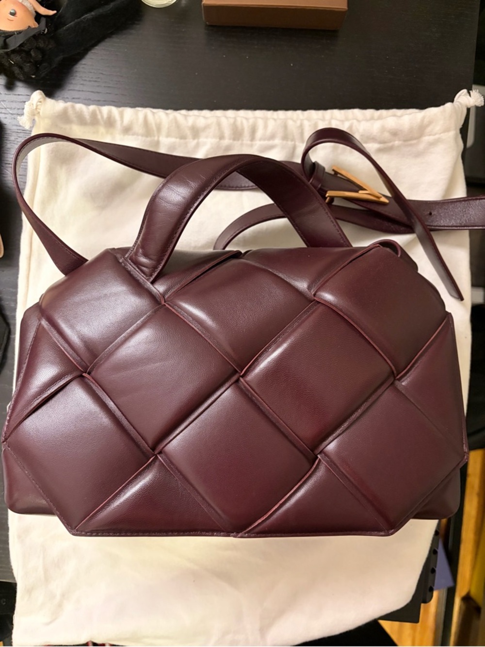 Bottega Veneta Top Handle Shoulder Bag Padded Maxi Intrecciato Leather w Tags